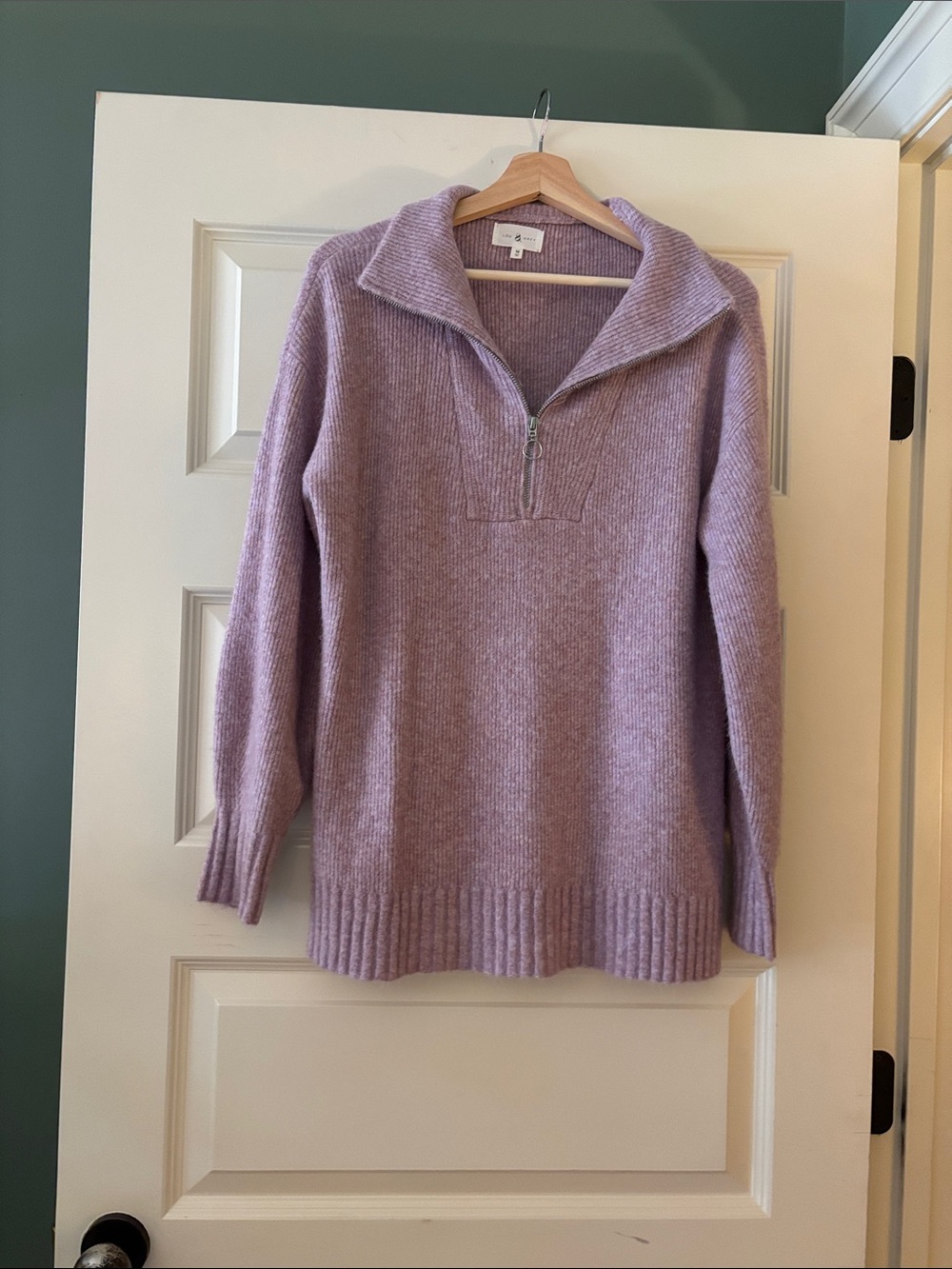 Lou & Grey Lilac Half-Zip Ribbed Turtleneck Sweater - Women